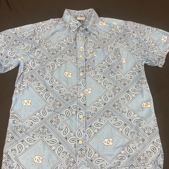 Wes And Willy North Caroline Tar Herls Mens Blue Short Sleeve Button Up Shirt M - Picture 2 of 12